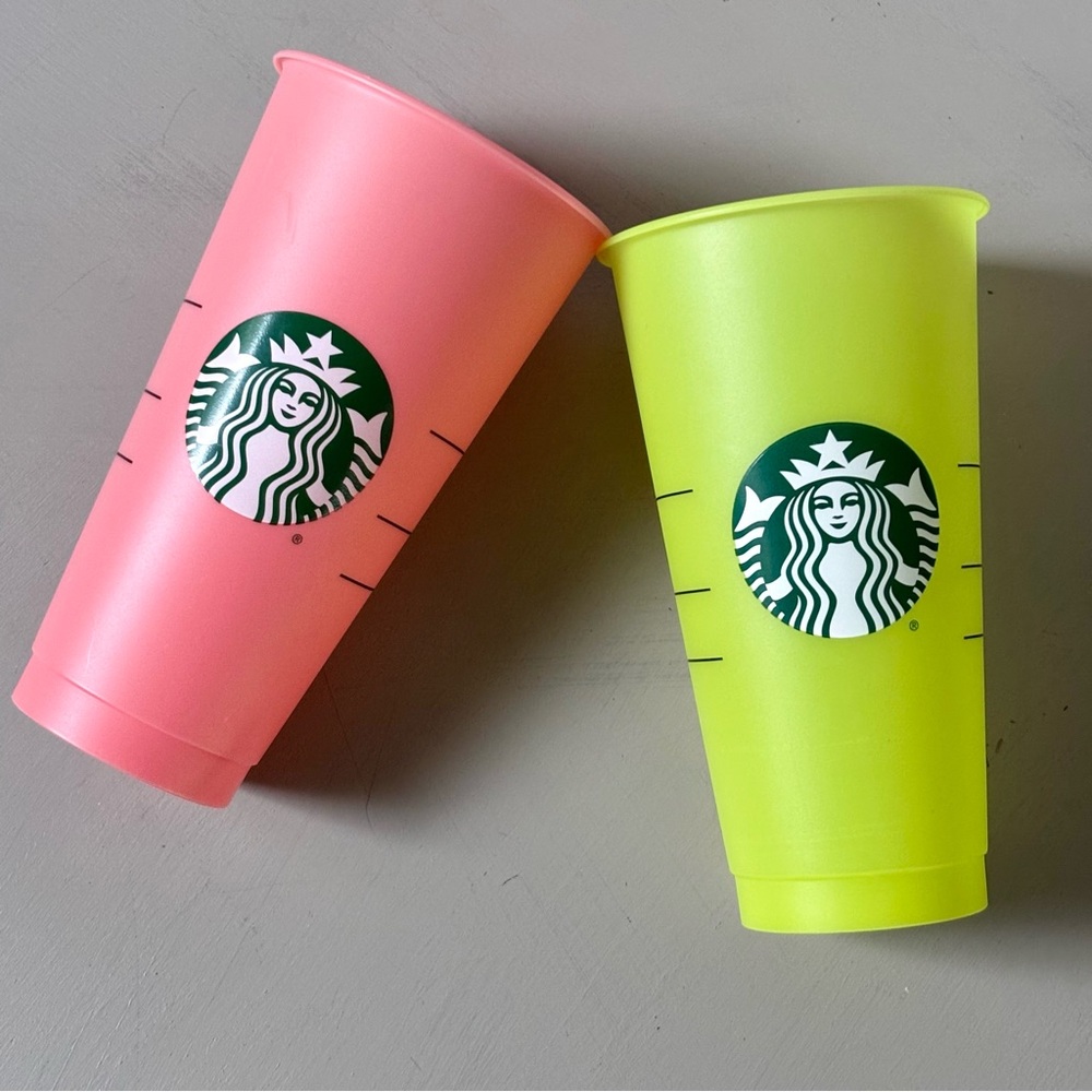 STARBUCKS Color Changing Reusable Cold Beverage Vibrant Venti Party Set Tumbler